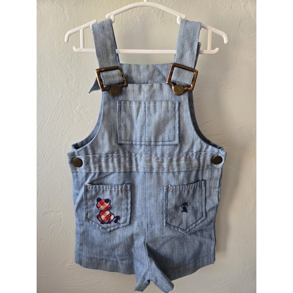 Vintage Healthtex Blue Denim Lightweight Shortall Overalls One-Piece 2T